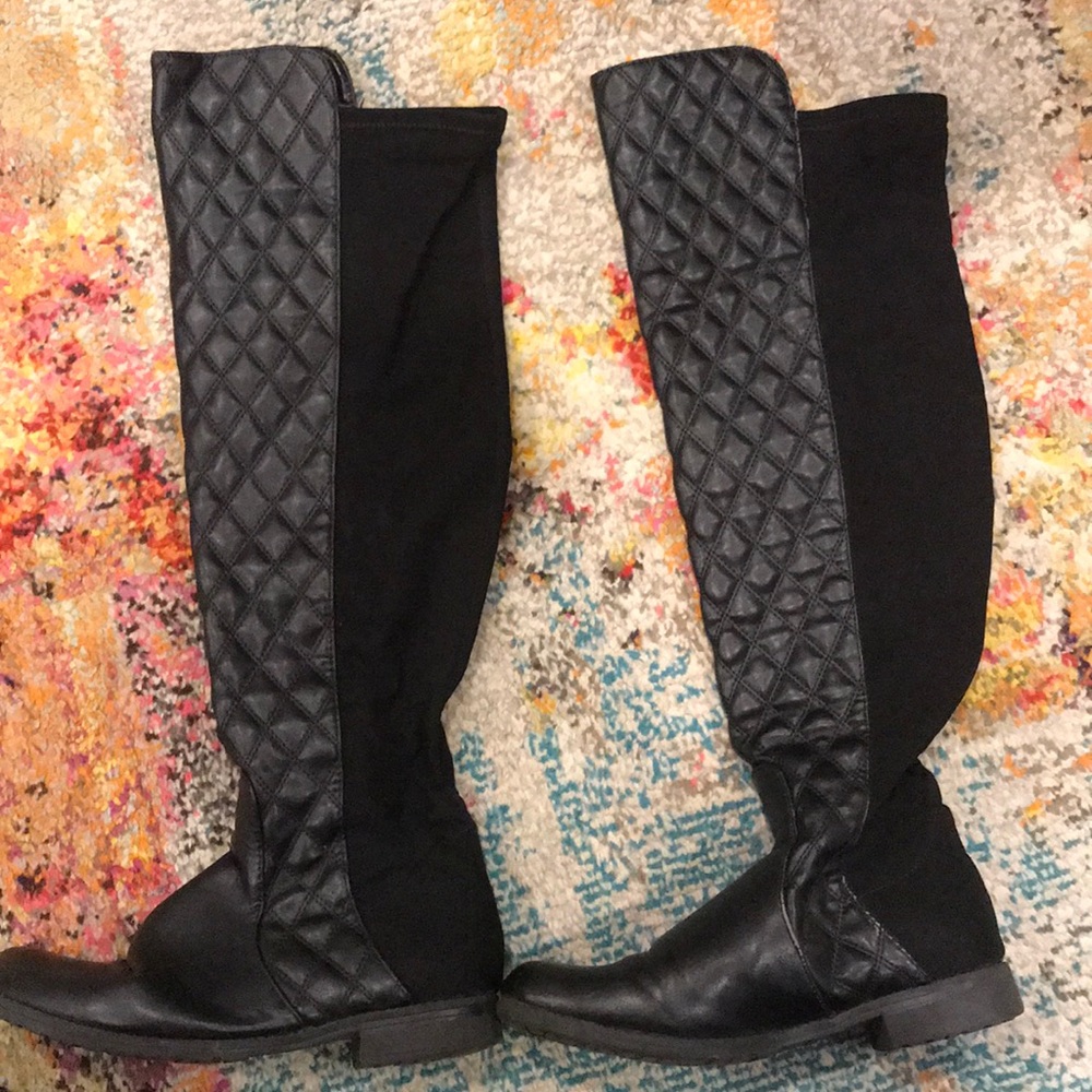 Quilted Knee High Boots